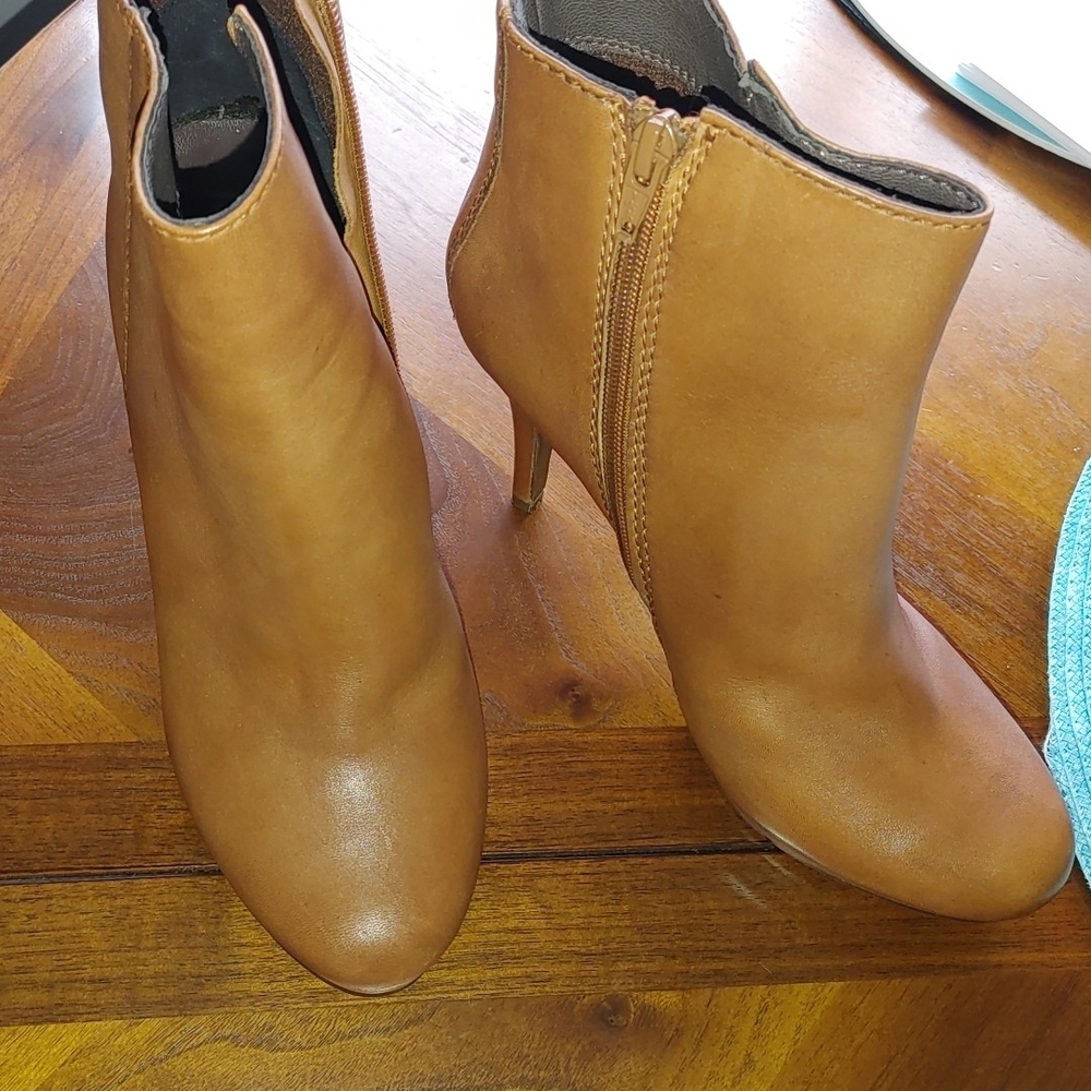 Terracotta Color Leather Ankle Boots Size 8.5 NWOT Worn Once